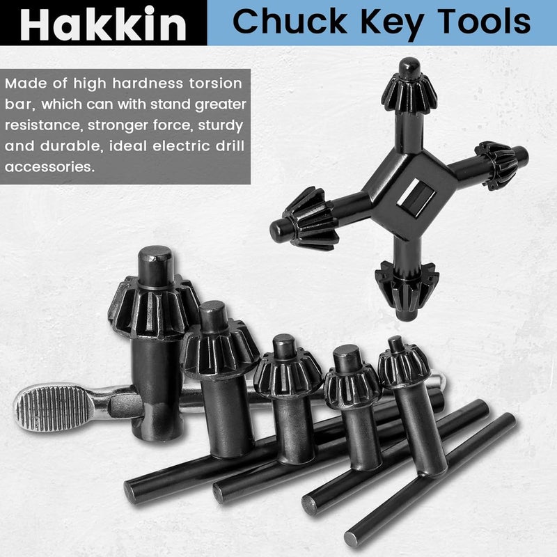 Hakkin Drill Chuck Keys Wrench with Universal 4 in 1 Drill Chuck key, 6pcs Replacement Drill Press Chuck Keys for Clamping Tool, 4mm,6mm,10mm,13mm,16mm Chuck Press Wrench Key - Image 4